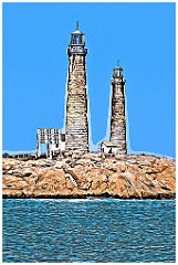 Towers of Thacher Island Twin Lights -Digital Painting
